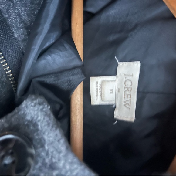 J. Crew Dark Gray Wool Blend Hooded Toggle Pea Coat Size 10 - Picture 8 of 9